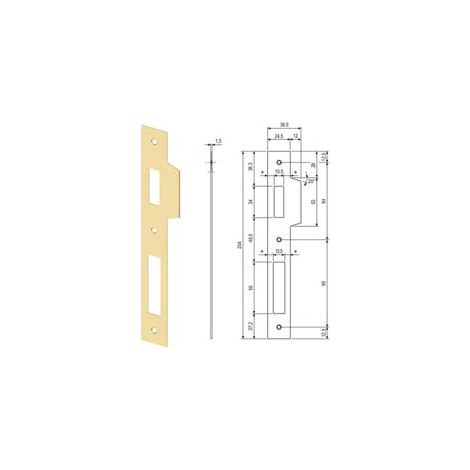 CONTROPIASTRA PER SERRATURA SICUREZZA 2.0 BORDO QUADRO- - ottonato lucido (B00590.19.03) - 5 pezzi AGB