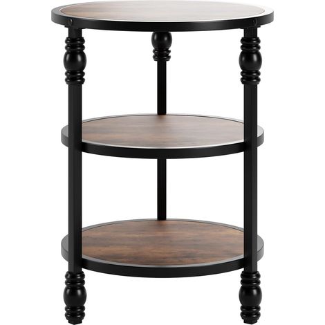 Table d'appoint à colonnes romaines avec boules de gourde en fer et MDF, couleur vintage (1/5)