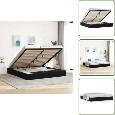 vidaXL Ottoman-Bett ohne Matratze Schwarz 160x200 cm Samt