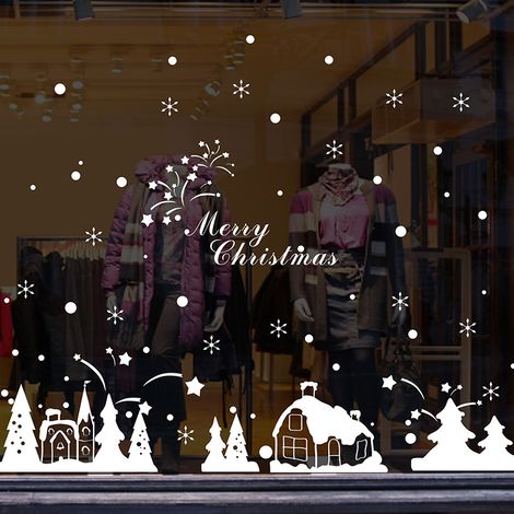 Bogen Weihnachtsfensteraufkleber, Weihnachtsdekorations-Fensteraufkleber, Weihnachtsschneeflocken, wiederverwendbare, abnehmbare PVC-Fensteraufkleber, geeignet zur Dekoration (1/4)