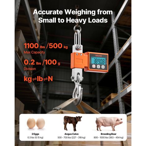 Balance à Grue Numérique 500 kg Balance Suspendue Industrielle Précision 100 g Peson Électronique pour Entrepôts Exploitations Agri… (1/5)