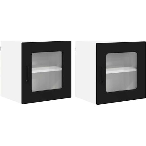 Meuble mural de cuisine,Armoire de cuisine avec étagère 2 pcs Noir 40 x 31 x 40 cm CFW31022 (1/5)