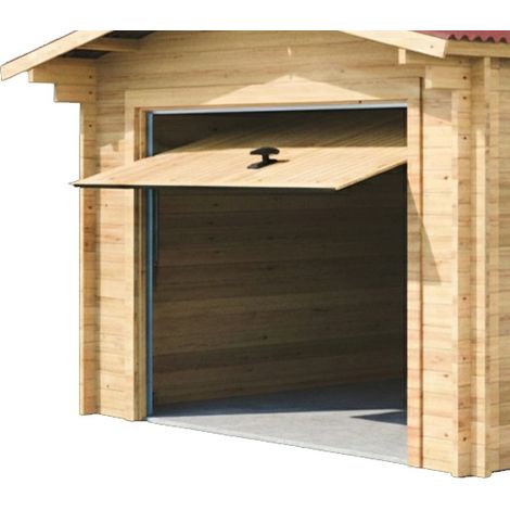 HABRITA Porte basculante pour garage bois - structure métallique avec bardage bois - 237,5 x 200 cm