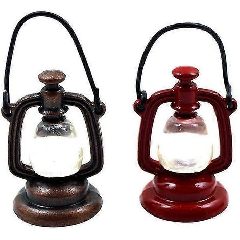 Lot de 2 lampes miniatures à pétrole pour maison de poupée (1/5)