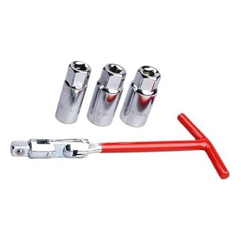 Flexibler T-förmiger Zündkerzenschlüssel mit 360°-Drehfunktion, geeignet für 14-mm-, 16-mm- und 21-mm-Schlüssel in beengten Bereichen. 4-teiliges Set. (1/5)