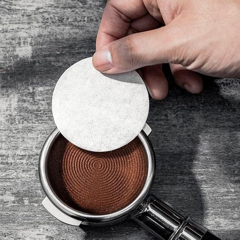 Lot de 500 filtres en papier expresso 58,5 mm pour porte-filtre de 58 mm, ronds, non blanchis, à café, papier filtrant, blanc (1/5)