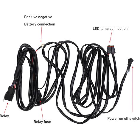 Arnés de cableado LED de 16 AWG con interruptor, relé y fusible de 40 A para barras de luz y focos - Kit de instalación de 12 V para camiones, vehículos todo terreno y embarcaciones. (1/5)