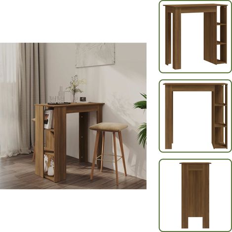 Bartisch mit Regal Braun Eiche 102x50x103,5 cm Holzwerkstoff - Esstisch - Bartisch - Bistrotisch - Stehtisch - Kücheninsel (1/5)