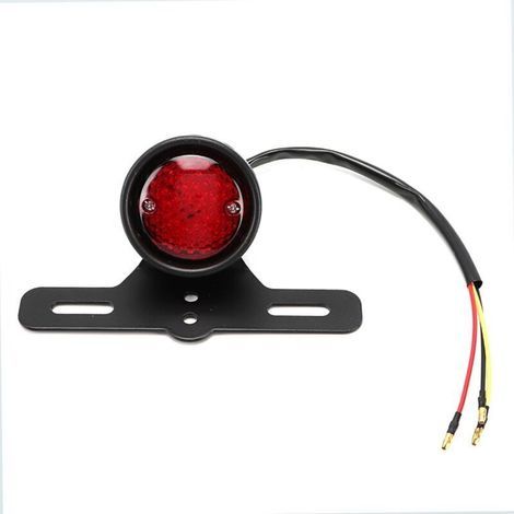 Feu Arrière de Moto, Feu Stop en Alliage D'aluminium Noir avec Lampe Halogène et Conception étanche, pour Accessoires de Moto à Montage Universel. (1/4)