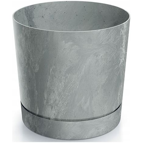 Vaso rotondo Tubo P Beton Effect 150E con sottovaso Beton (1/2)