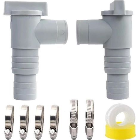 Set mit 2 Pool-Wartungs-/Absperrventilen mit 32/38-mm-Schlauchanschluss, Pool-Absperrventilen, Doppel-Split-Poolventil-Schlauchkolben, Poolzubehör (1/4)