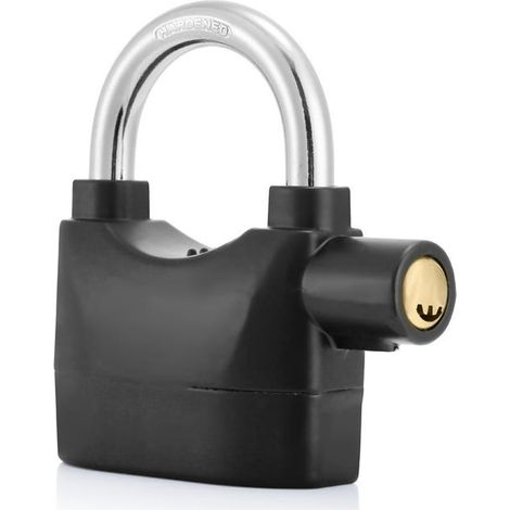 Candado de seguridad de aleación de zinc con cable de acero, alarma inteligente, inoxidable, color negro, 1 unidad. (1/5)