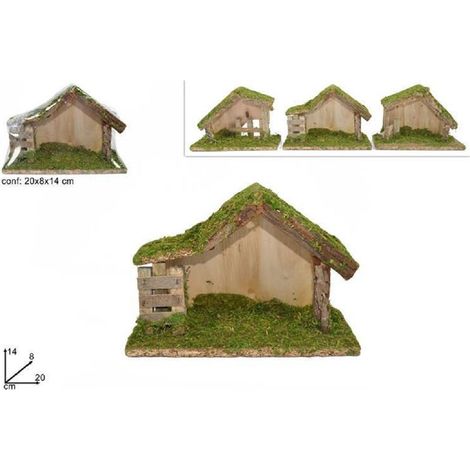 TrAdE Shop Traesio - Capanna Piccola Vuota 20x8x14 Cm Presepe Addobbo Natale Decorazione Vari Modelli -