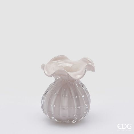 EDG Enzo De Gasperi Vaso Sacchetto H 12 Cm D 10 Cm Vetro Mauve