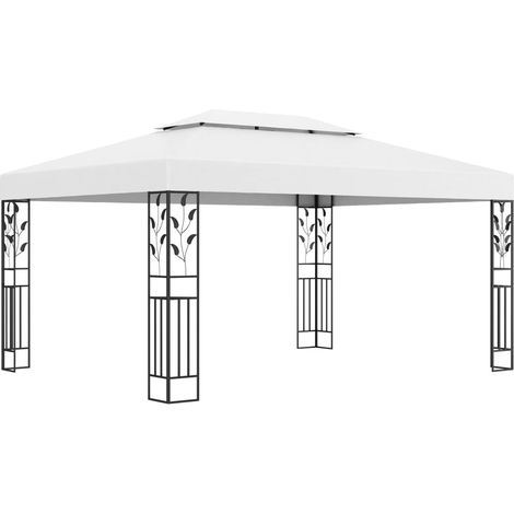 Cenador con doble techo blanco 3x4 m vidaXL