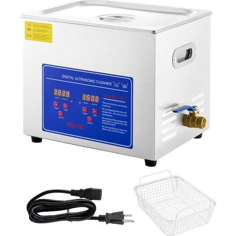 Nettoyeur Ultrasonique Professionnel 10L, avec Minuterie Numérique et Chauffe, Acier Inoxydable, 40kHz pour Lunettes, Montres, Bijoux et Petites Pièces (1/5)