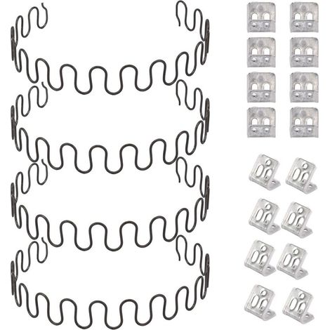 Ressorts de rechange pour canapé 4 pièces 29.53in (75cm) avec 16 clips en S, 4,0 fils de diamètre Kit de réparation de ressorts de canapé pour siège de décoration intérieure de meubles (1/5)