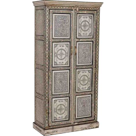 Armario de madera verde pintado a mano 92x42x183 cm (1/5)