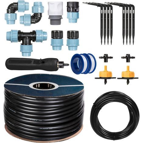 HOLZBRINK Start Set Gewächshaus Bewässerung Bewässerungssystem inkl. 15 m LDPE Verlegerohr 20 mm, 2x Tropfer 2l/h, HTB-09-G-15
