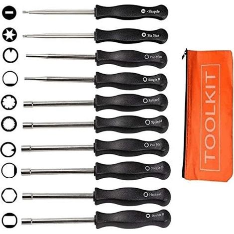 Pièces détachées pour tondeuses et tronçonneuses : levier de réglage universel du carburateur, sacoche à outils orange, lot de 10 pièces, expédition transfrontalière (1/4)