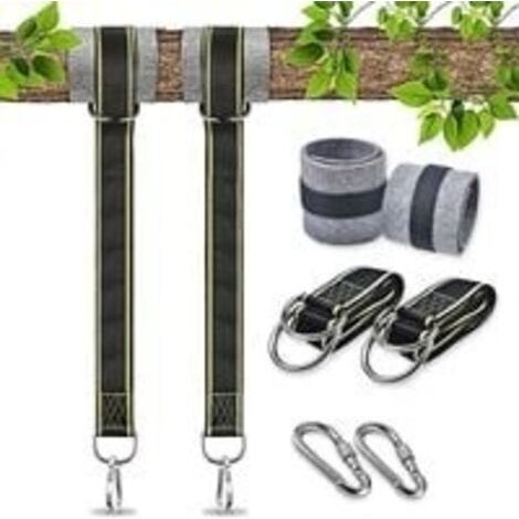 Fixation Hamac Sangle Balancoire Fixation pour Fauteuil Suspendu Corde Balancoire Exterieur Accessoire Mousquetons de Sécurité Balancoire Sangle Balancoire Arbre pour Hamac Balancoire (2x1.5m) (1/5)