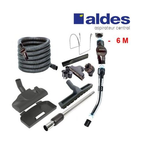 Set ALDES 8 accessoires + 1 flexible avec poignée standard chromée remplace la poignée de commande pneumatique ALDES 11070062 avec douille de démarrage et vanne d’arrêt - longueur au choix - 6m