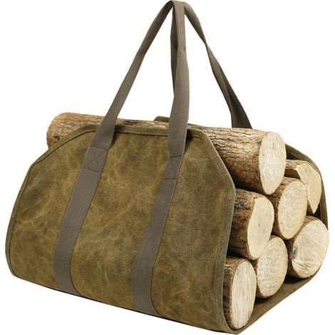 Brennholz-Tragetasche, Tragetasche aus Segeltuch mit robusten Griffen zum Transport von Brennholz, Zubehör für den Innen- und Außenbereich, Camping (94 x 46 cm) (1/5)