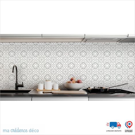 Crédence : Carrelage classique 3 - Couleur Gris clair - Alu composite - 60 - 120 (1/3)