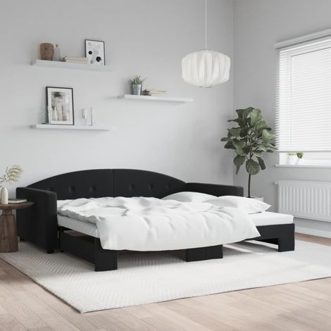Tagesbett Ausziehbar Schwarz 100x200 cm Samt