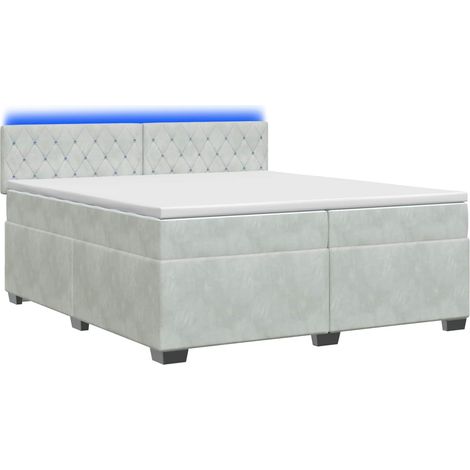 Maison Exclusive - Boxspringbett mit Matratze und LED Hellgrau 20 (1/5)