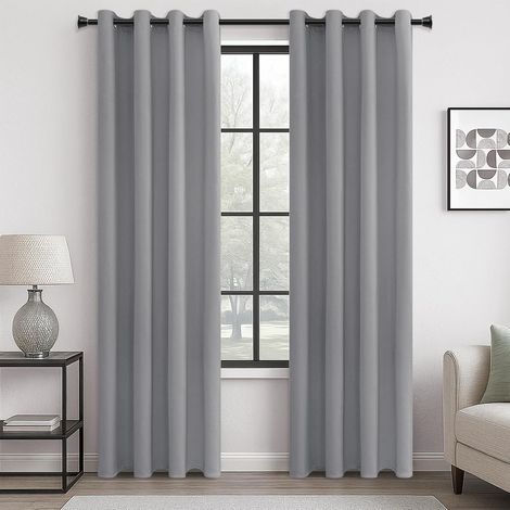 Lot de 2 Rideau Anti Bruit Chambre Adulte Occultant Thermique Isolant Anti Froid et Chaleur Rideaux Salon Moderne Opaque Anti Chaleur à Oeillets, Gris Clair, 140x200 cm (1/5)
