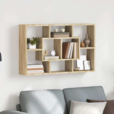 vidaXL Estantería pared madera ingeniería roble Sonoma 85x16x52,5 cm (1/5)