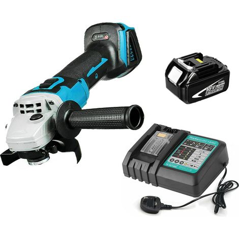 Smerigliatrice angolare a batteria,125 mm elettrica senza spazzole 18 V con batteria da 5,5 Ah e caricabatterie per tagliare, levigare, lucidare,Compatibile con la batteria Makita