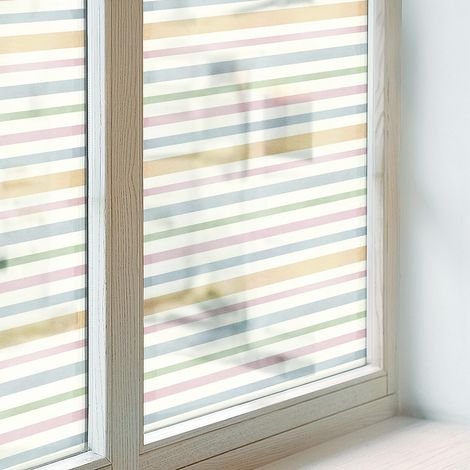 Fensterfolie 50x116 cm Dekorativ Folie für Schlafzimmer Milchglas Selbstklebend Sichtschutzfolie Fenster Dekorfolie Blickdicht PVC Pastellstreifen