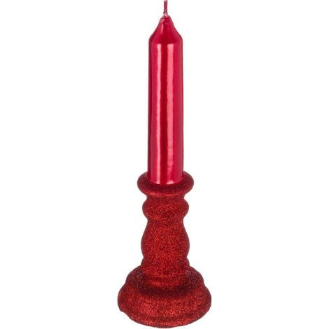 Kerze Candle Glitter H.20cm rot - Feeric lights & christmas