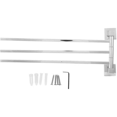 SABIR Porte-serviettes en acier inoxydable, porte-peignoir rotatif à 180°, 3 barres (1/5)