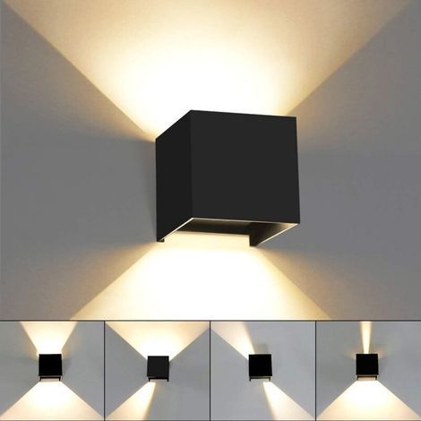 Moderne Applique Murale LED Lampe Murale Up Down Angle de Faisceau Réglable Lèche-murs LED Intérieur Extérieur Imperméable IP65 pour Salle de Bain Escalier Chambre à Coucher Couloir, 12W 3000K- (1/5)