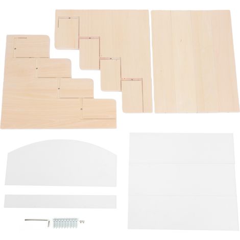 Présentoir en bois à 4 niveaux avec panneaux acryliques, rangement multifonctionnel pour autocollants, cartes de vœux, cartes postales, photos, livres, organisateur de bureau, décoration de bureau (1/5)