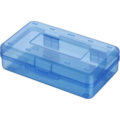 Obelunrp boîte à Crayons 8x5x2 Boîte à Crayon en Plastique Semi-Transparent Étui de Remplacement Portable Bleu Auto-Verrouillage pour l'école, Classe d'art, Bureau, Plastique, Grand (1/5)