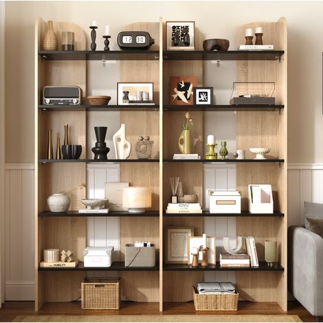 Libreria scaffale aperto 160 cm, 5 ripiani, 135 x 25 cm, naturale e nero DESVIAE (1/5)