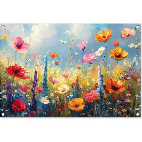 Balcony Privacy Banner Flowers - Nature - Botanical - Art 90x60 cm (1/5)