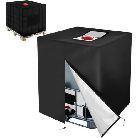 Bâche Réservoir d'eau IBC 1000 L Couverture Container Citerne Eau Pluie avec Fermeture éclair Coupe-Vent Anti-UV 420D Résistant à la Déchirure（noir） (1/5)