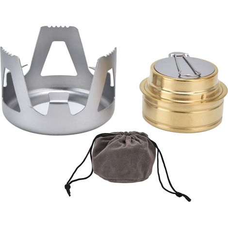 Réchaud de Camping Portable et Anti-Vent avec Support, Fonctionnant à l'Alcool pour Randonnée et Plein Air - Gris (1/5)