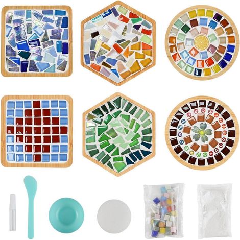 Mosaik Untersetzer Bastelset für Erwachsene – 6 Stück Glas-Mosaik zum Selbstgestalten, DIY Deko & Geschenkidee (1/4)