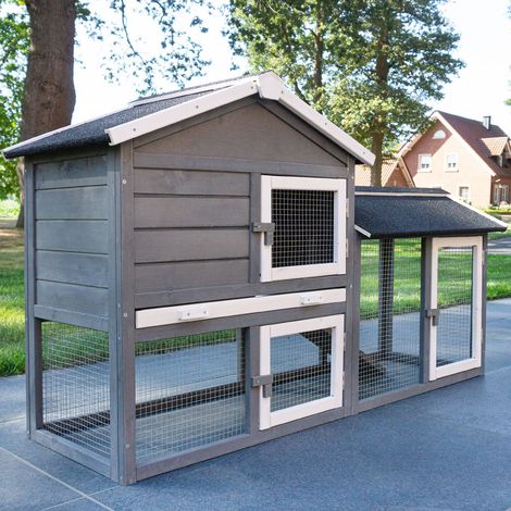 Bb-Loisir – Cage clapier enclos lapin extérieur en bois – Dimensions 146x50x86cm – Accès facile avec portes – Tiroir à déjections pour nettoyage rapide (1/5)
