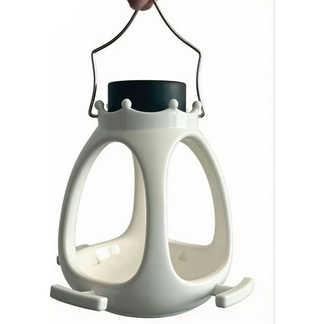 Mangeoire solaire à oiseaux couronne LED, matériau écologique, crochet acier inox 15x15x20 cm suspendable jardin extérieur (1/4)