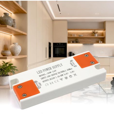 Transformateur 220V 24V LED Alimentation 1,5A 36W, Convertisseur de Tension 220V AC à 24V 1,5A 36W DC Adaptateur Basse Tension Transfo Constante Tension Ultra Mince Driver pour LED Bandes (1/5)