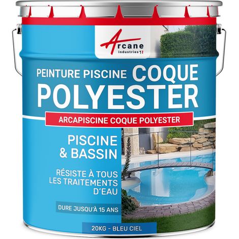 Schwimmbadfarbe - Farbe für Pools und Becken aus Polyester, Beton, Fliesen - ARCAPISCINE - Himmelblau RAL 5015 - 20kg bis zu 65m² für 2 Schichten