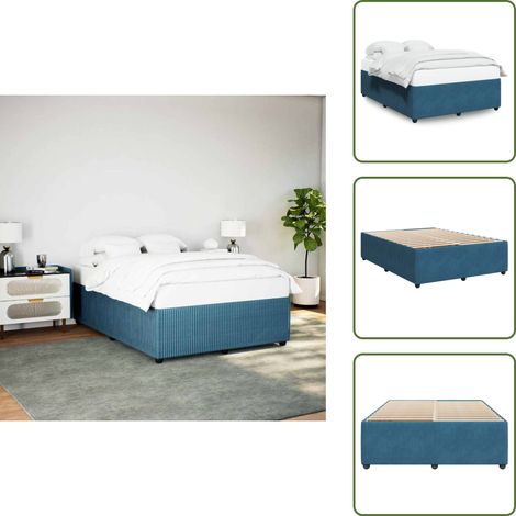 Bettgestell Blau 160x200 cm Samt - Bettgestell - Bettgestelle - Bett - Bettrahmen (1/5)