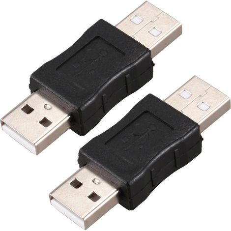 2x USB-A-Stecker-auf-Stecker-Adapter, schwarz (1/5)